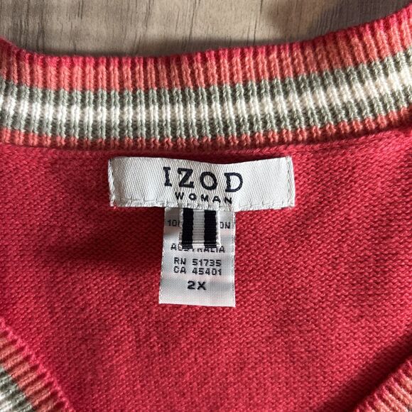 IZOD Women’s Varsity V Neck Preppy Classic Sweater Size 2X - Picture 6 of 11